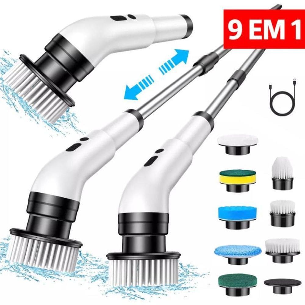 Escova Limpeza Elétrica Giratória 9 Em 1 Multi Uso