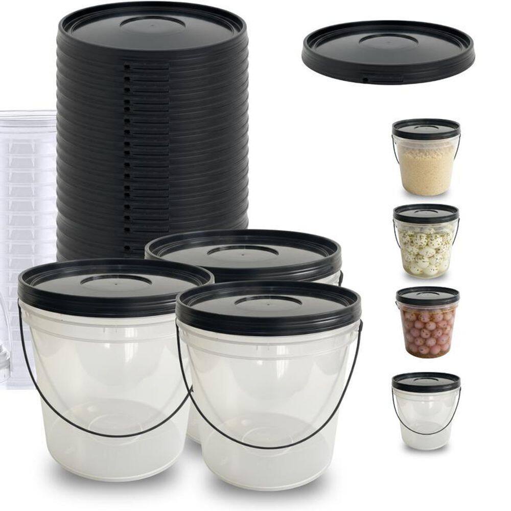 Balde 3.2L Com Tampa Preta Para Yakissoba - 7 Pçs