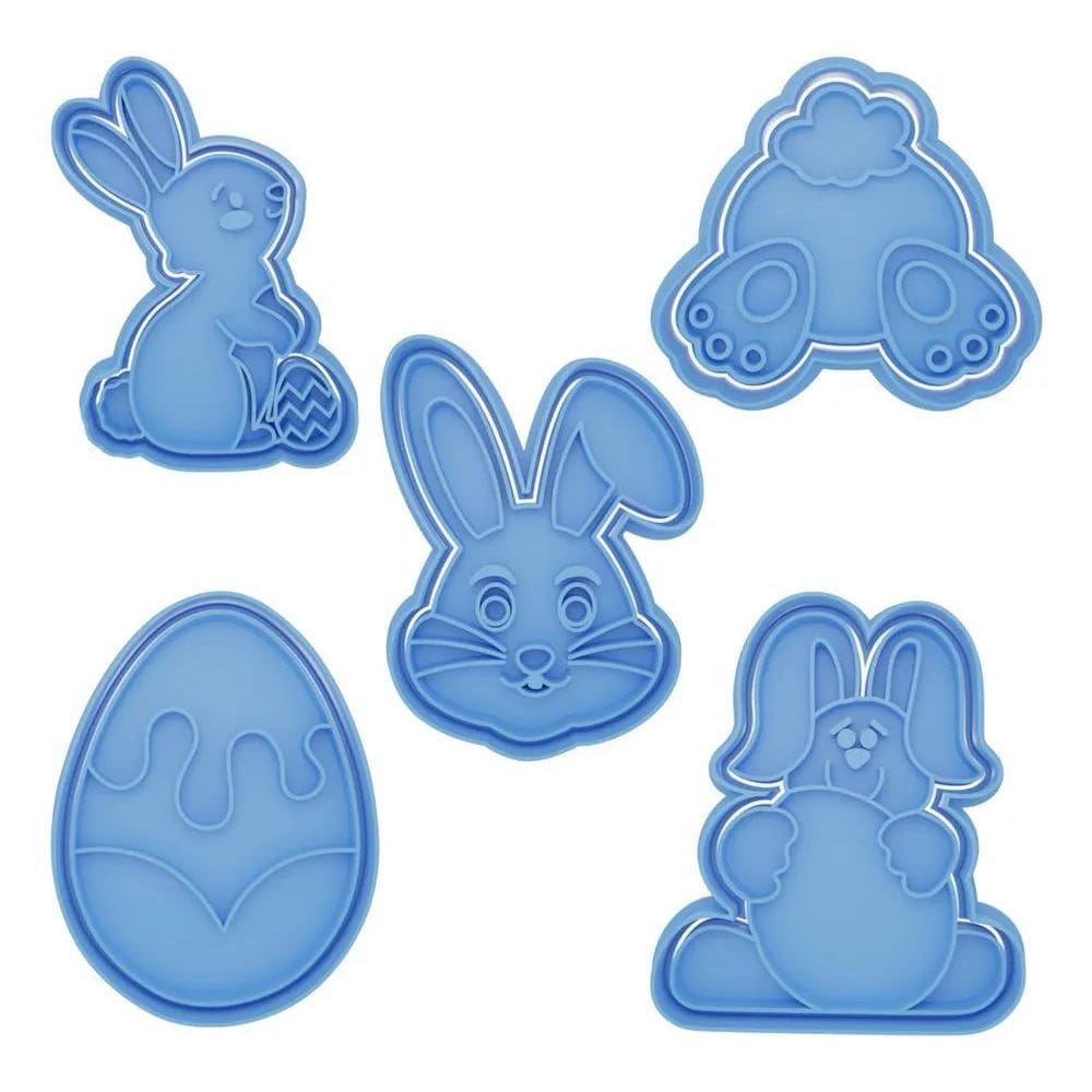 2X Kit 5 Cortador Marcador Páscoa Ovo Coelho Cookie American