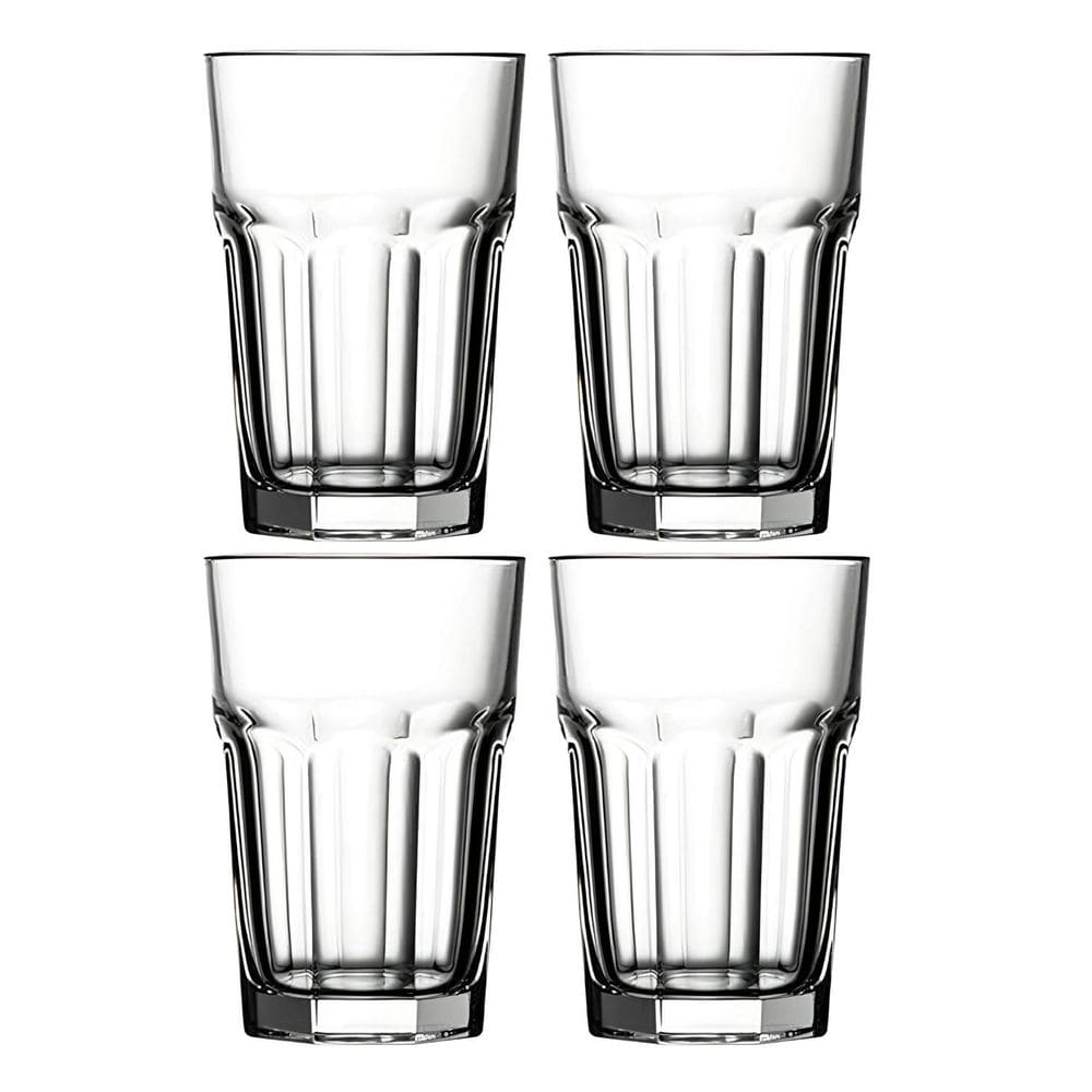 Jogo De Copos Altos Água Suco 415Ml Kit 4 Peças Vidro Luxo