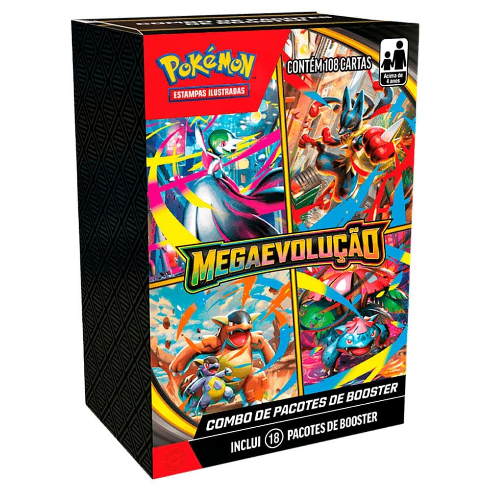 Combo de Pacotes Booster Pokémon Mega Evolução TCG 108 Cartas 10054 35665 - Copag