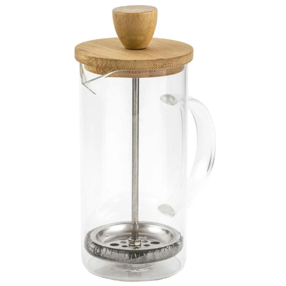 Cafeteira Prensa Francesa Vidro 350Ml Com Tampa Bambu Café