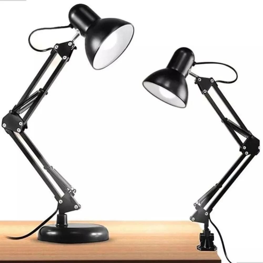 2X Luminária Pixar Preta De Mesa Articulada Abajur Bivolt 11