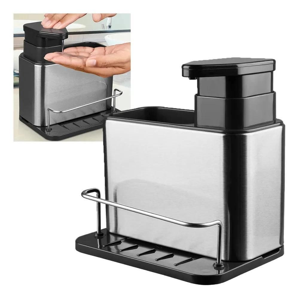 2X Dispenser Porta Detergente Escorredor 3 Em 1 Suporte Espo