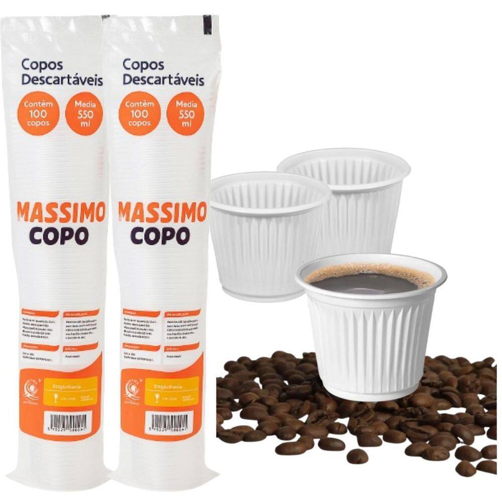 Kit 2 Pacote Copo Para Café 50Ml Branco 200 Un. Massimo