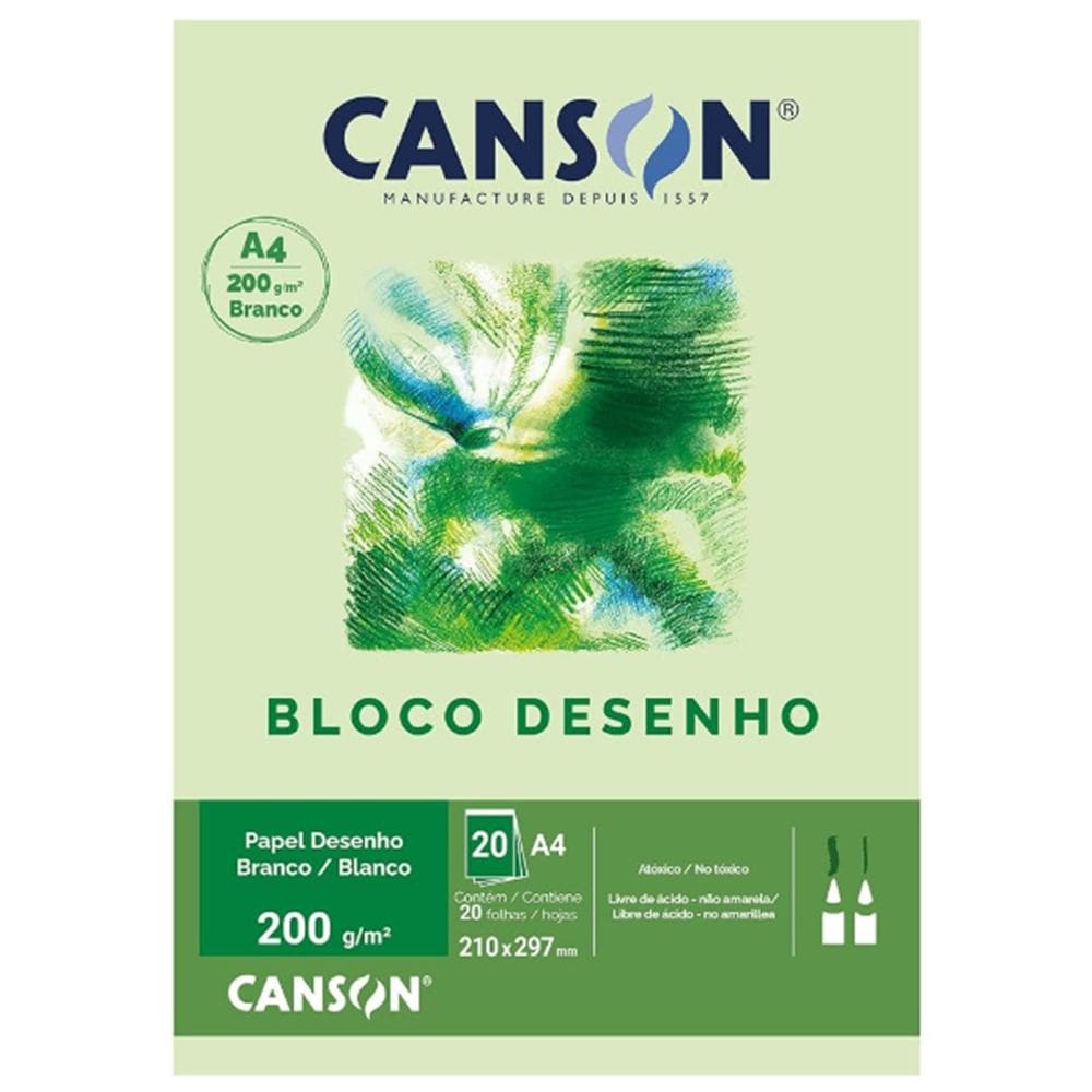 Bloco Desenho BRANCO A4 200g com 20 folhas - Canson
