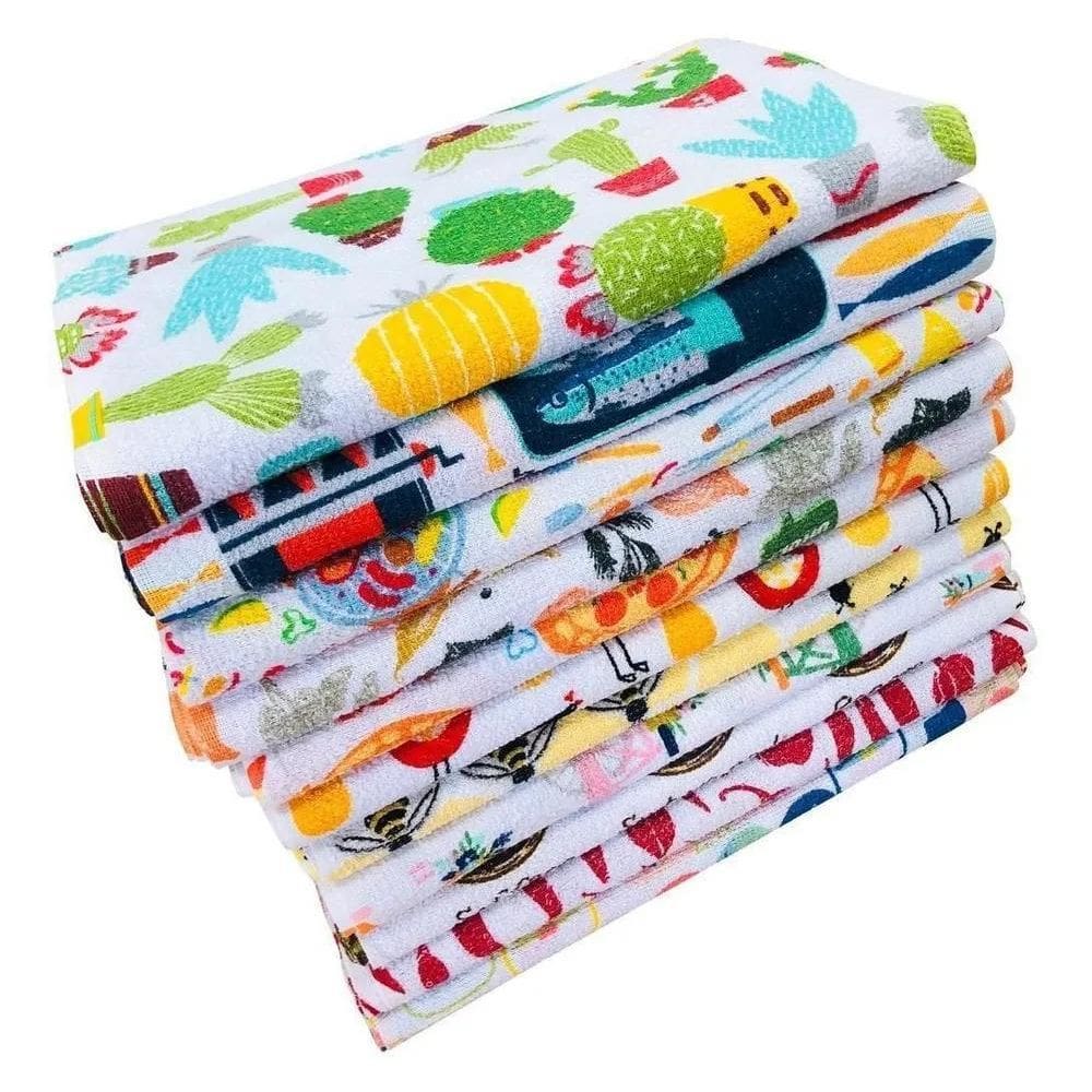 2X Pano De Copa Atoalhado  Felpudo Kit Com 10 Pecas