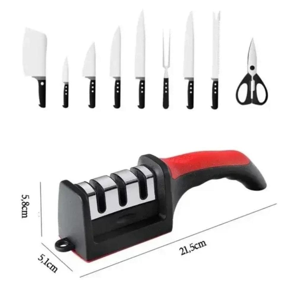 Afiador De Facas 3 Níveis De Afiação Aço Inoxidável