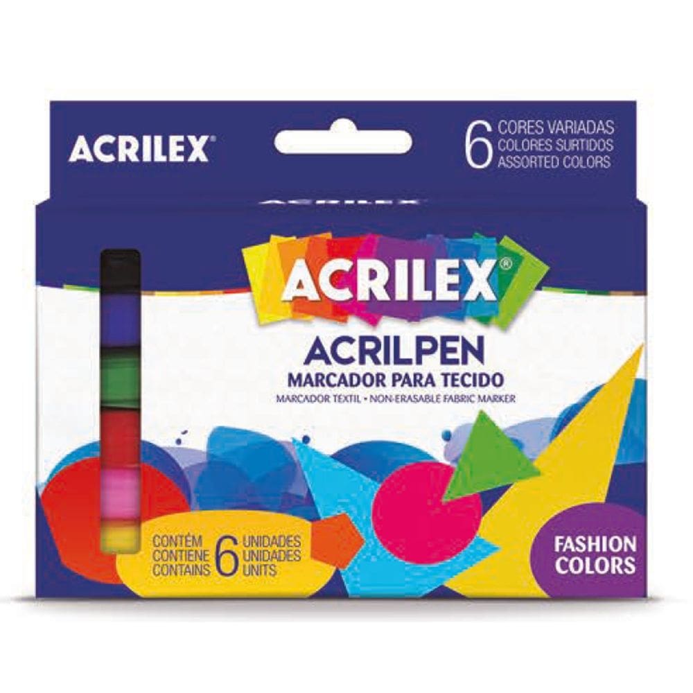 Caneta Marcadora de Tecido 6 Cores ACRILPEN - Acrilex