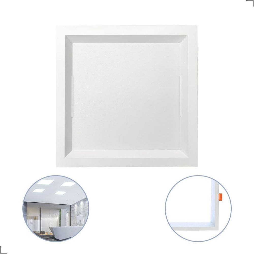 Painel De Embutir Led6500K Branco Recuado 22X22 Bivolt 18W