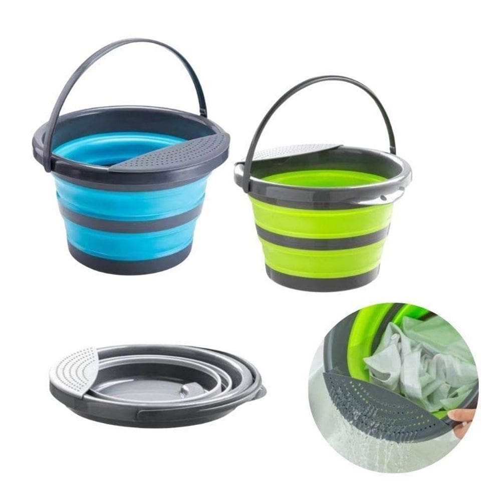 Balde Dobrável Multiuso 04 Litros 24Cm X 15Cm Com Escorredor