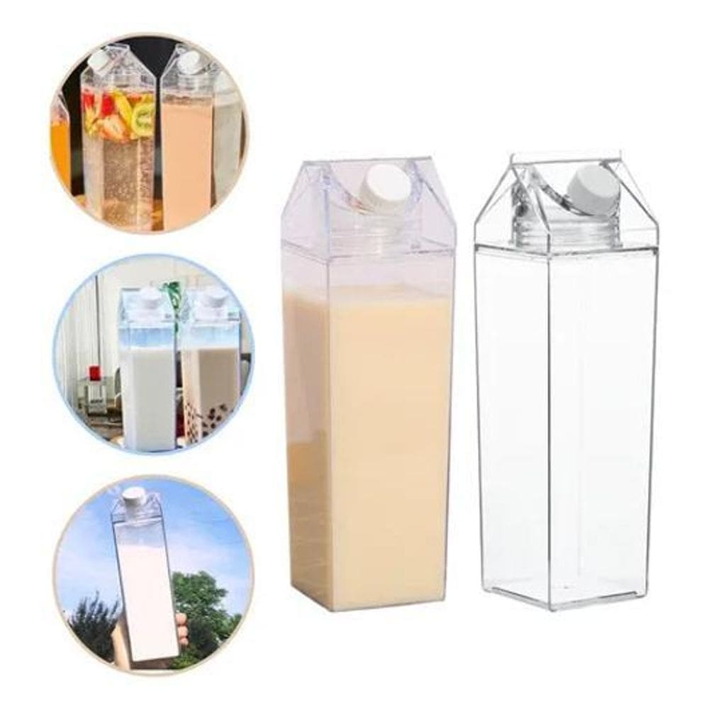 Garrafa Caixa De Leite Geladeira Água Suco Acrílico 1000Ml