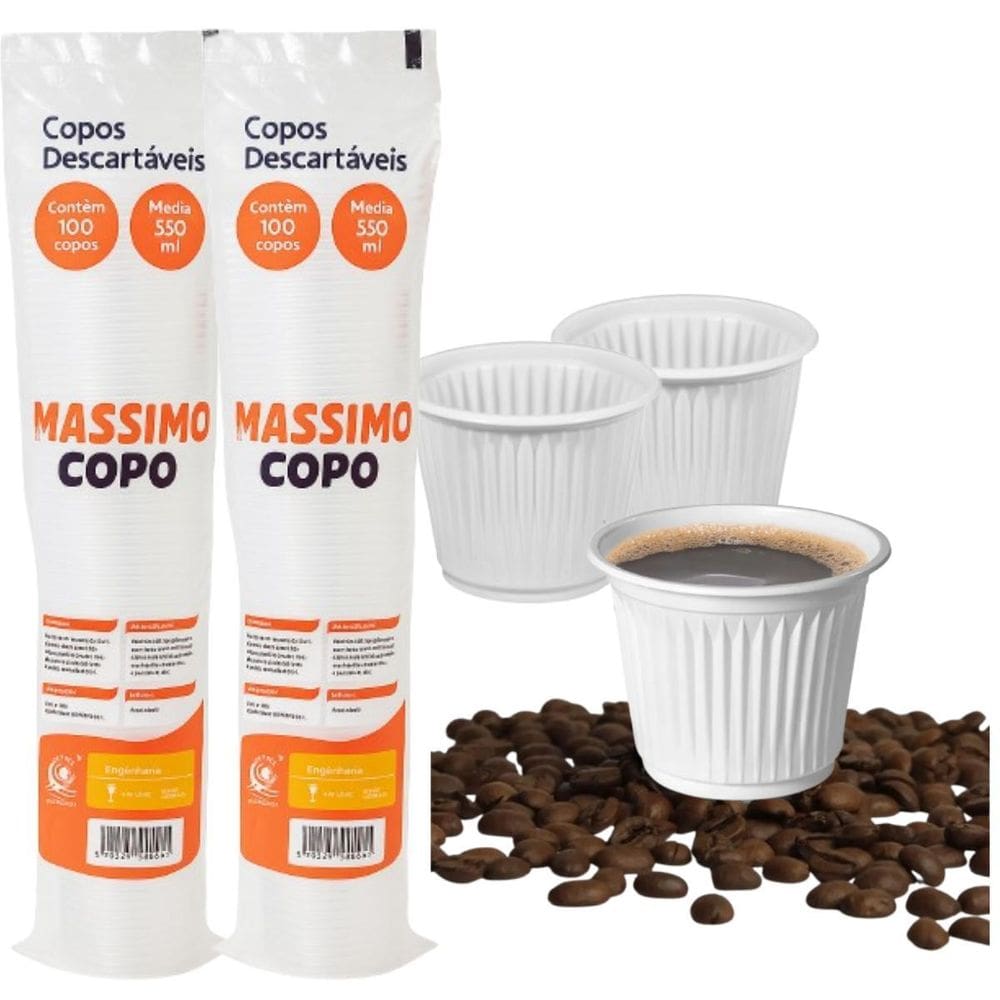 Kit 2 Pacote Copo Para Café 50Ml Branco 200 Un. Massimo
