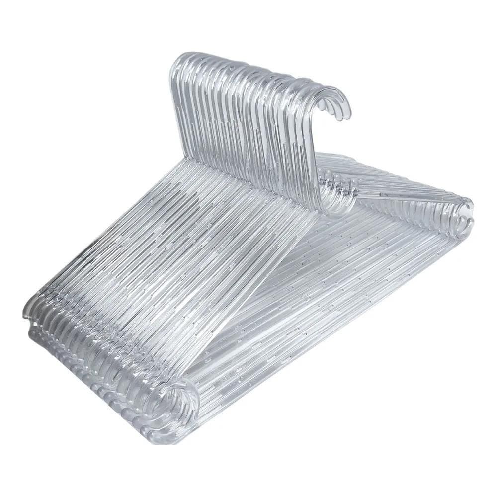 Kit 50 Cabides Acrilico Adulto Reforçado Cor Transparente Pa