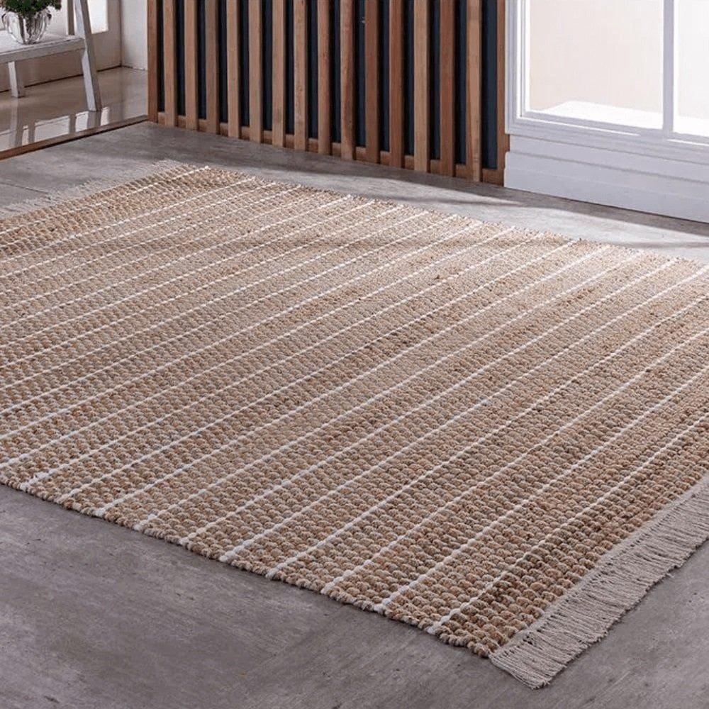 Apete Rústico De Juta Com Algodão Trançado - 200X250Cm Niazi