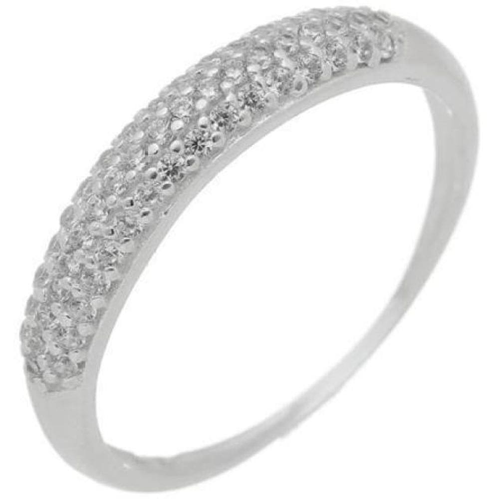 Anel Prata 925 3 Fileiras Zircônia - Anti Alergico