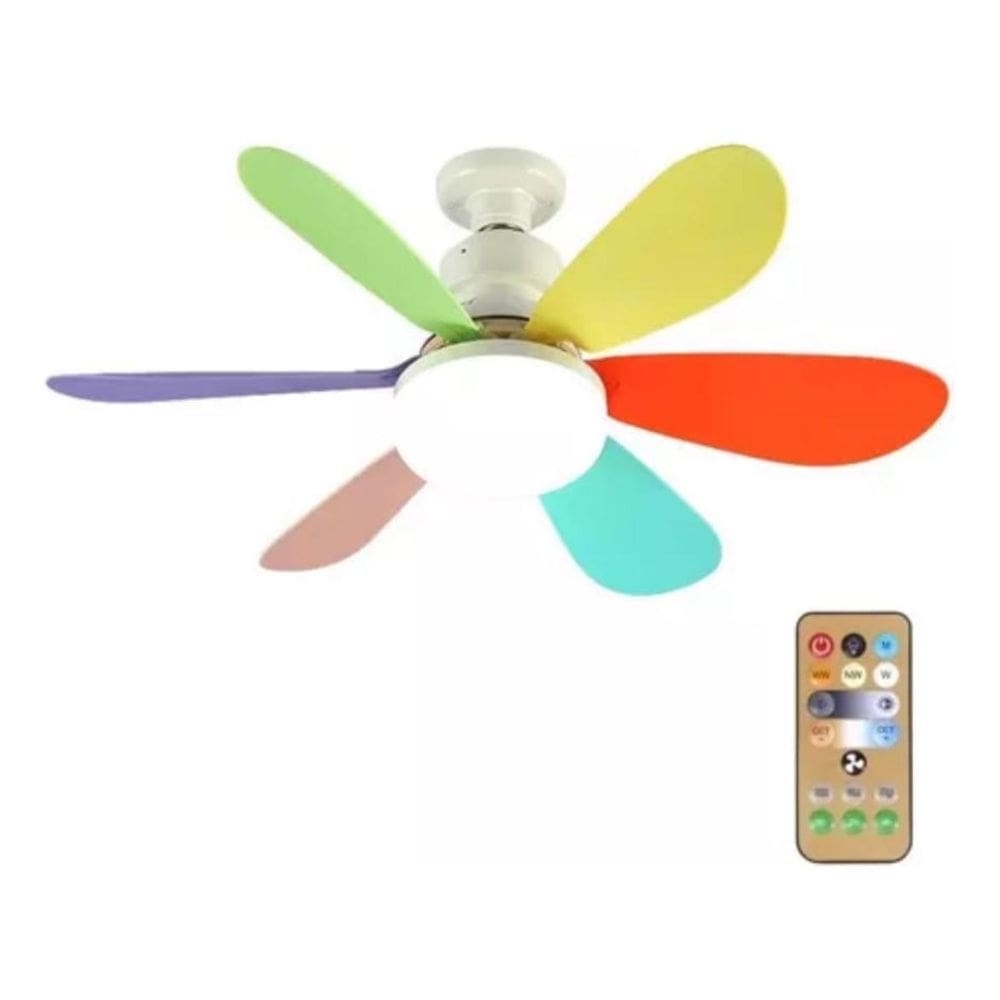 Ventilador De Teto Com Luz Led Bocal E27 Com Controle Remoto