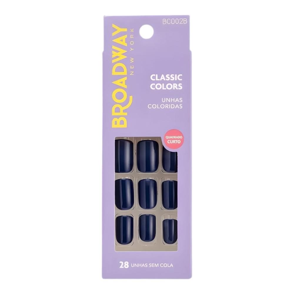 Unhas Postiças Broadway Kiss Ny Classic Colors Quadrado Curto Baby Blue Bco02b