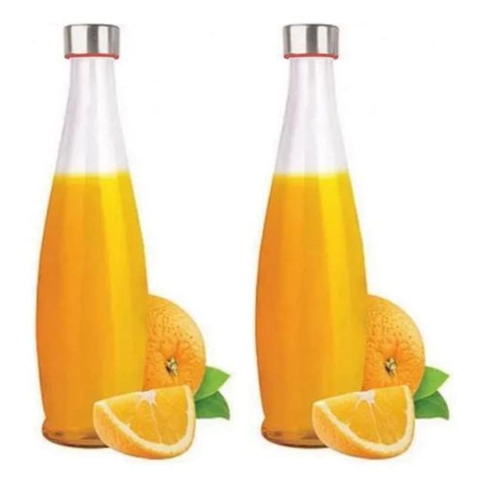 2X Garrafa De Vidro Acqua 1 Lt Tampa Inox E Silicone - 2 Peç