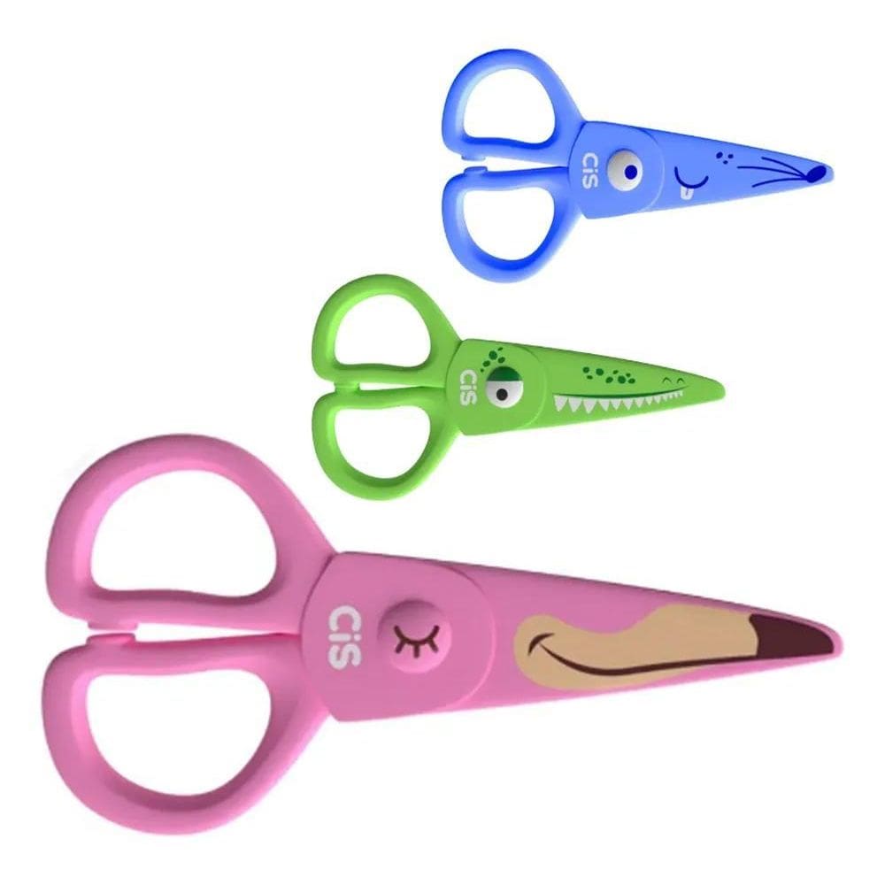 10X Tesoura Escolar Infantil Lamina Plastica Super Segura C