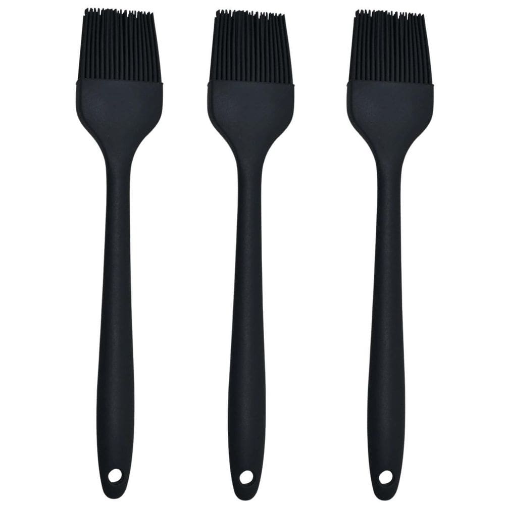 Pincel Culinario De Silicone Preto Kit 03 Un