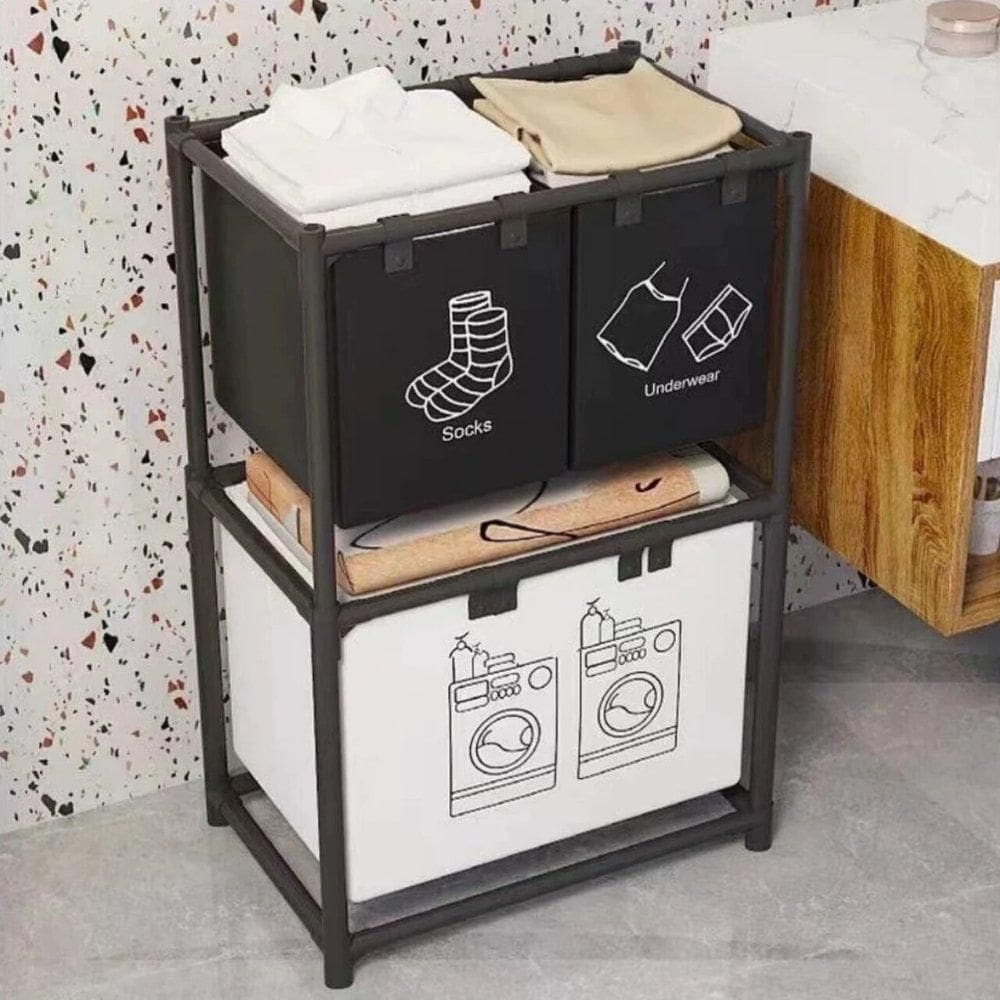 Organizador De Roupas Para Lavanderia Com 3 Cestos