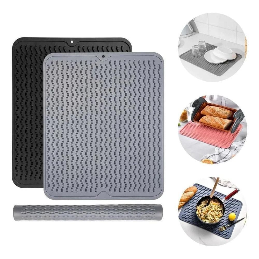 2X Descanso De Panela E Louça Escorredor De Silicone Tapete