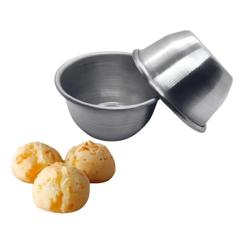 2X Kit 10 Formas P/Pão De Queijo Grande 5Cm Cor Cinza