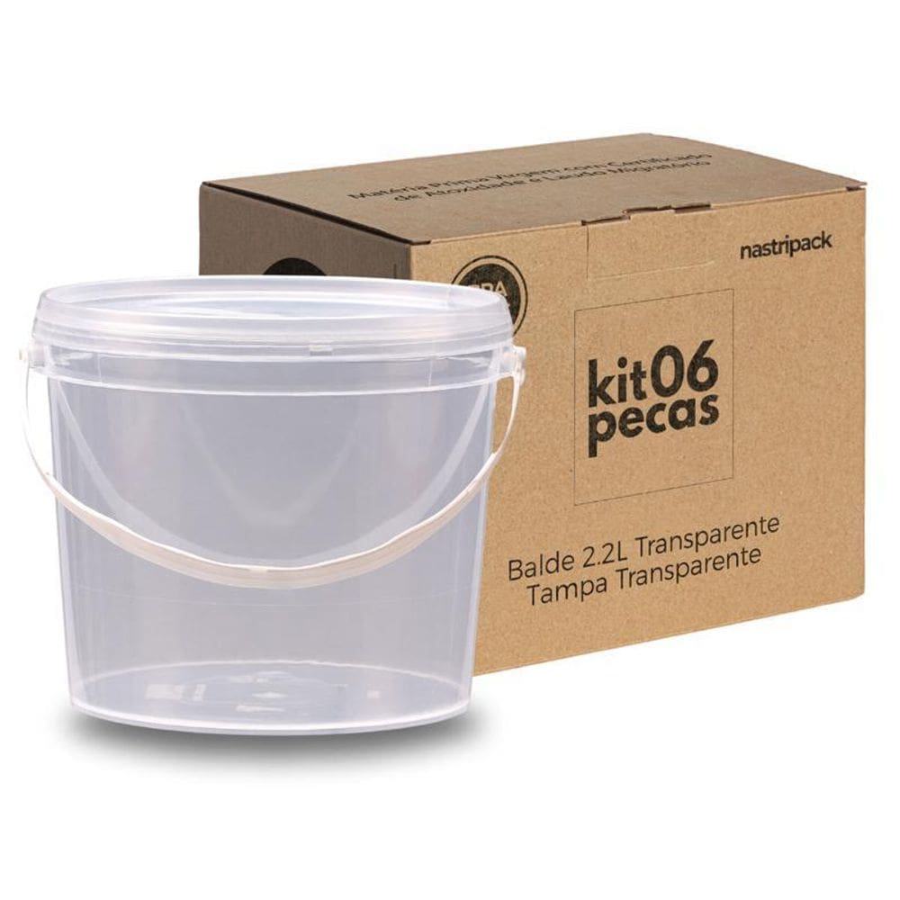 Balde 2.2 Litros Transparente Para Fermentaçao - Kit 6 Pçs