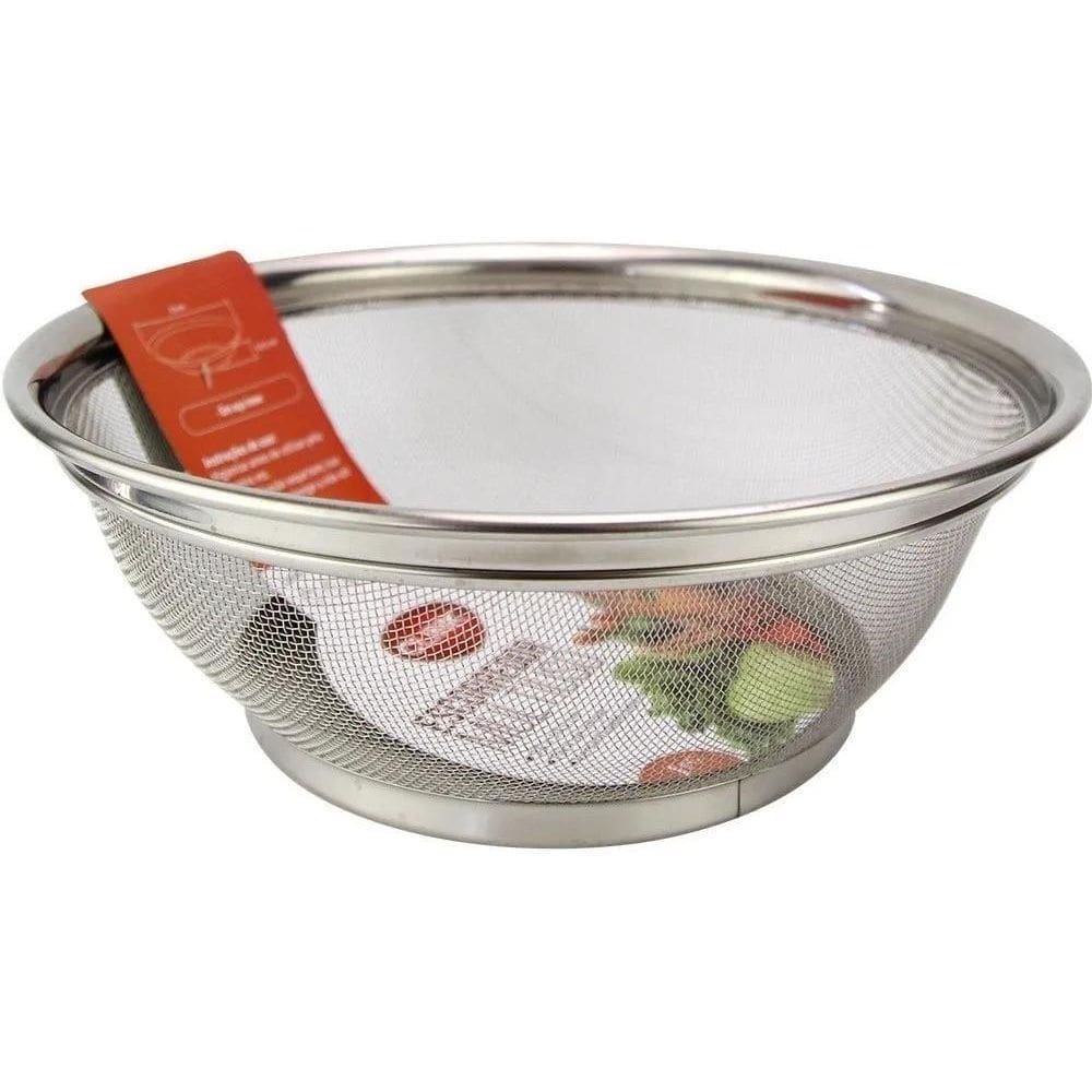 2X Escorredor Lavador Arroz E Massa Aço Inox Macarrão 25Cm C