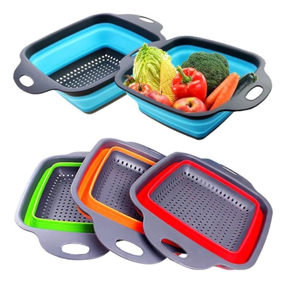 Escorredor Macarrao Legumes Silicone Retratil Cesto Multiuso Alimentos Massas Frutas Com Alca