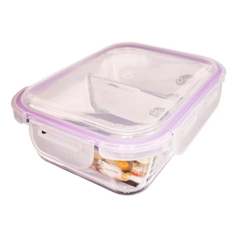 10X Pote De Vidro 1040Ml Retangular Divisória Marmita Fitne