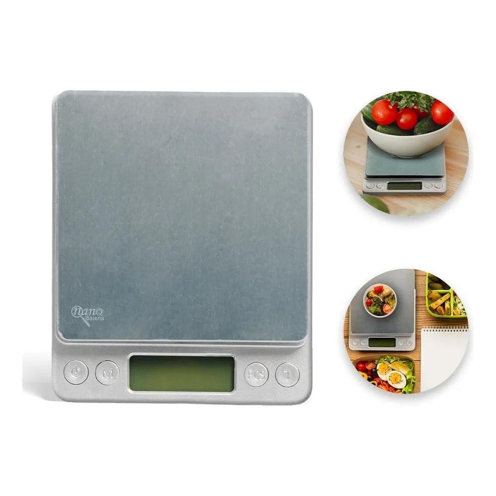 2X Balança De Cozinha Digital Inox 2Kg Nano Bateria A02 Port