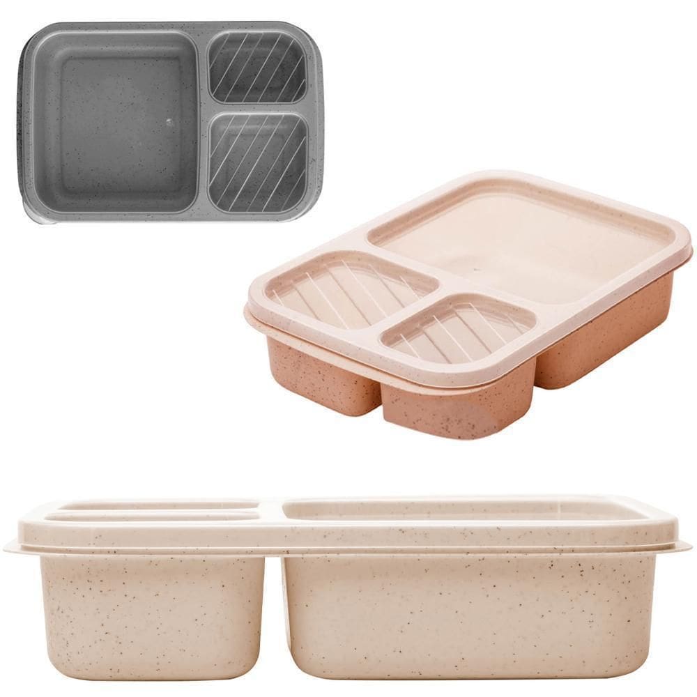 Marmita Ecologico 3 Divisorias Tampa Plastico 22,5X15X5,5Cm