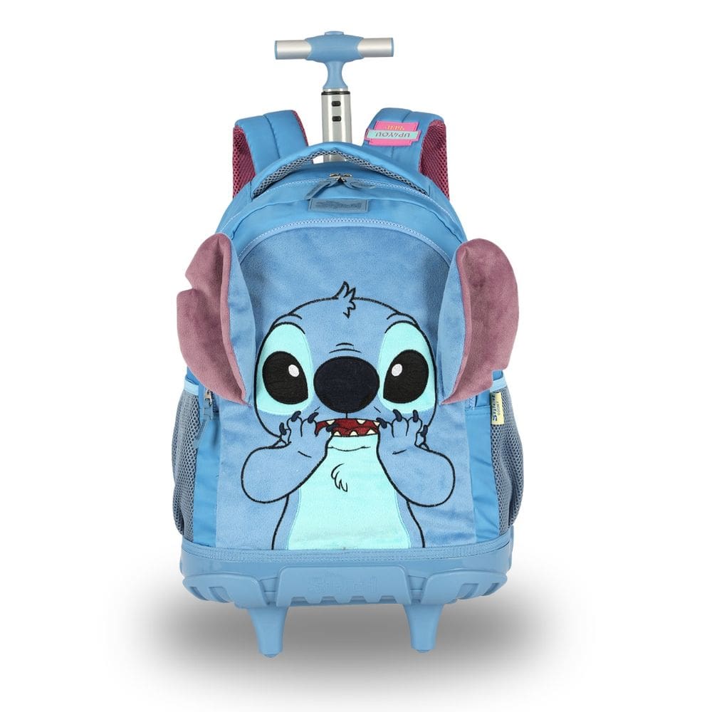 Mochila de Rodas Stitch Disney Peluciado Escolar Meninas 3D