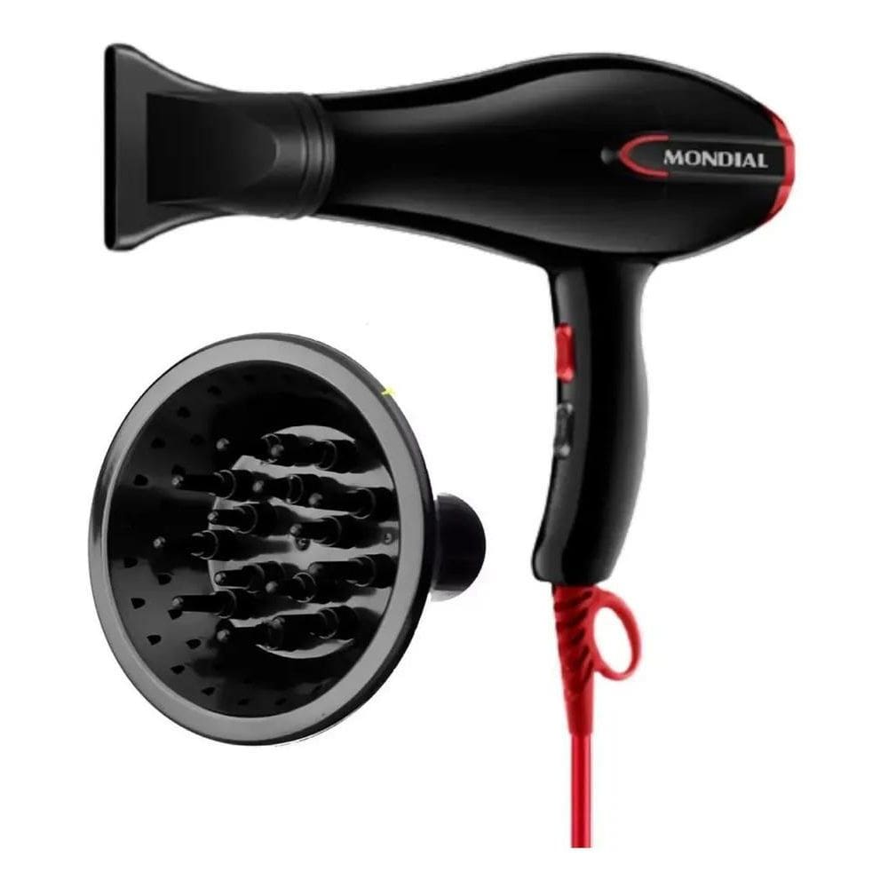 2X Secador E Difusor Cachos Mondial Turbo Color Red 1900W/20