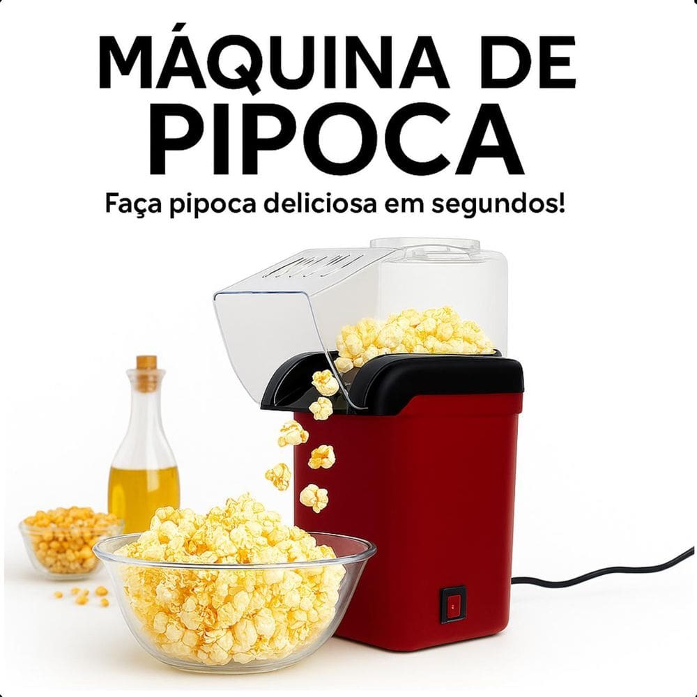 Pipoqueira Elétrica 1200W, Compacta Para Pipocas