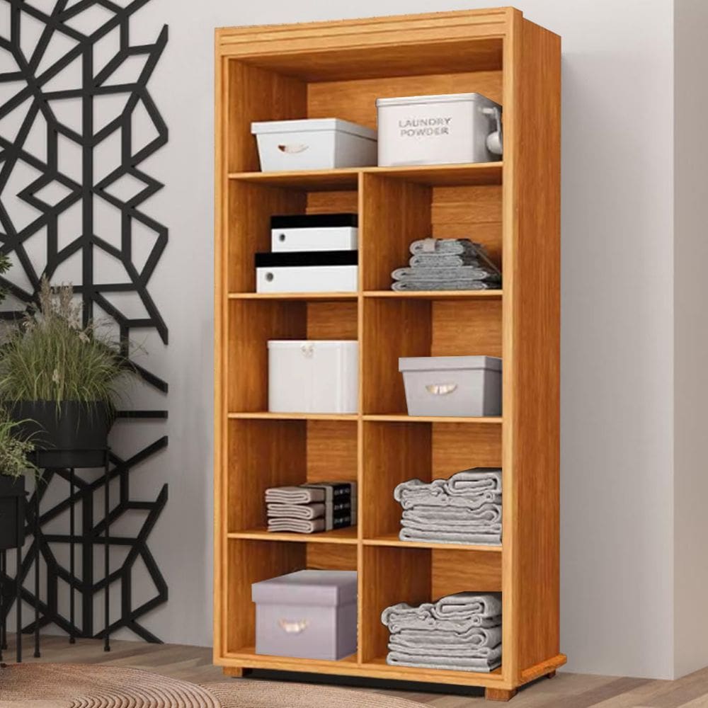 Armário Multiuso 2 Portas com Puxadores Amadeirados Design Moderno e Espaçoso