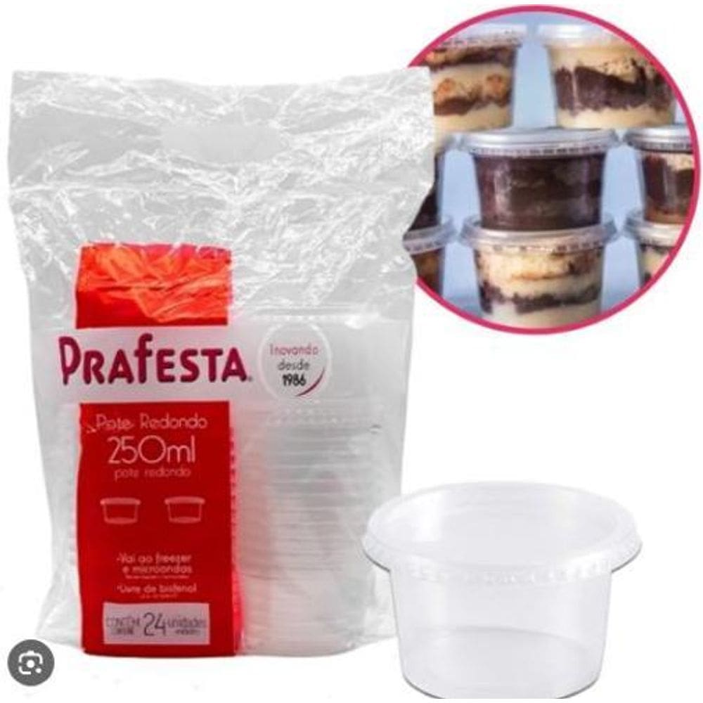 Pote Redondo De 250Ml - Pacote Com 24 Unidades Prafesta