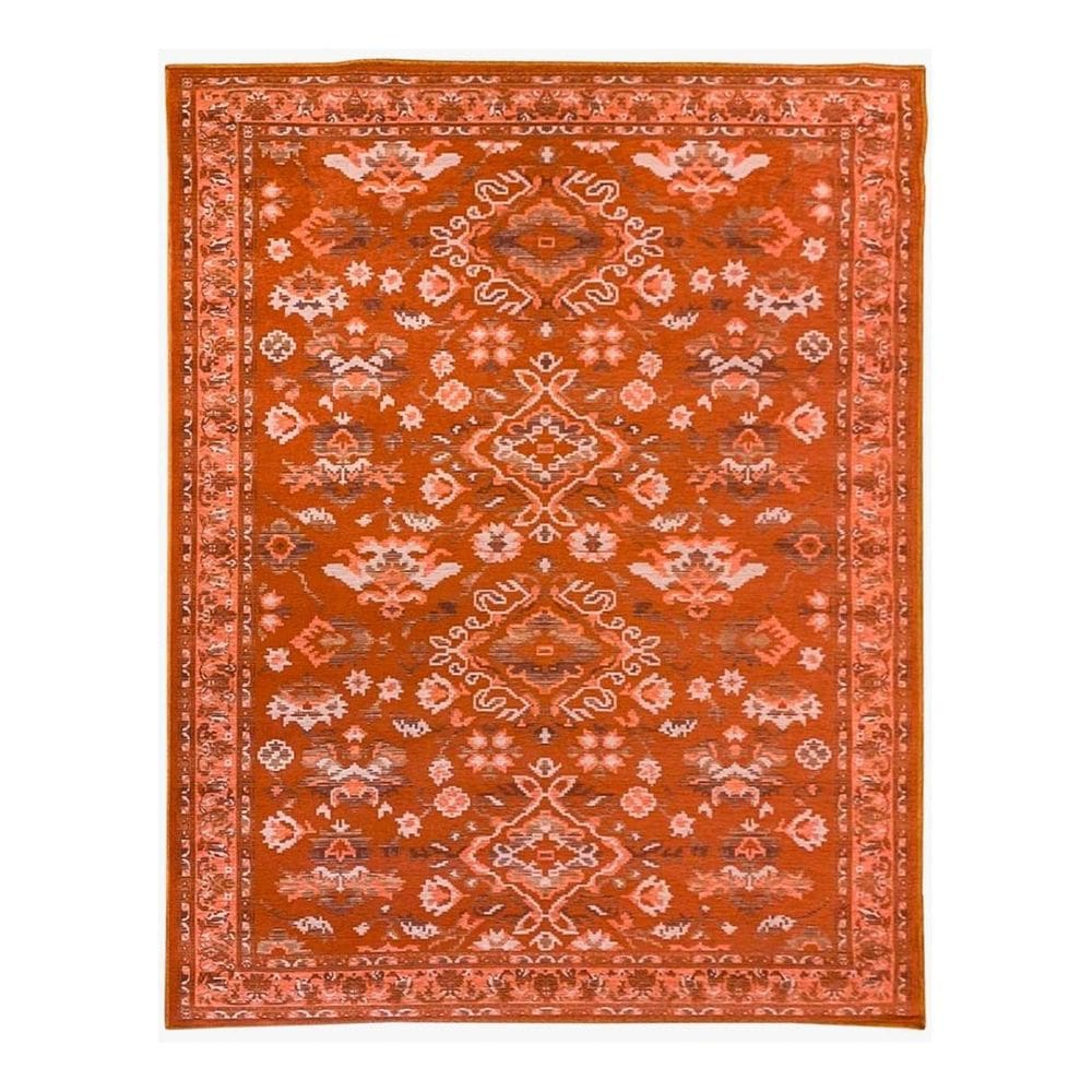 Tapete Sala Oriental 200X250 Cm Laranja Tijolo Sem Pelo