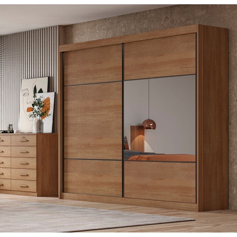 Guarda Roupa Brusque 6 Gavetas Com Espelho  - Cumaru