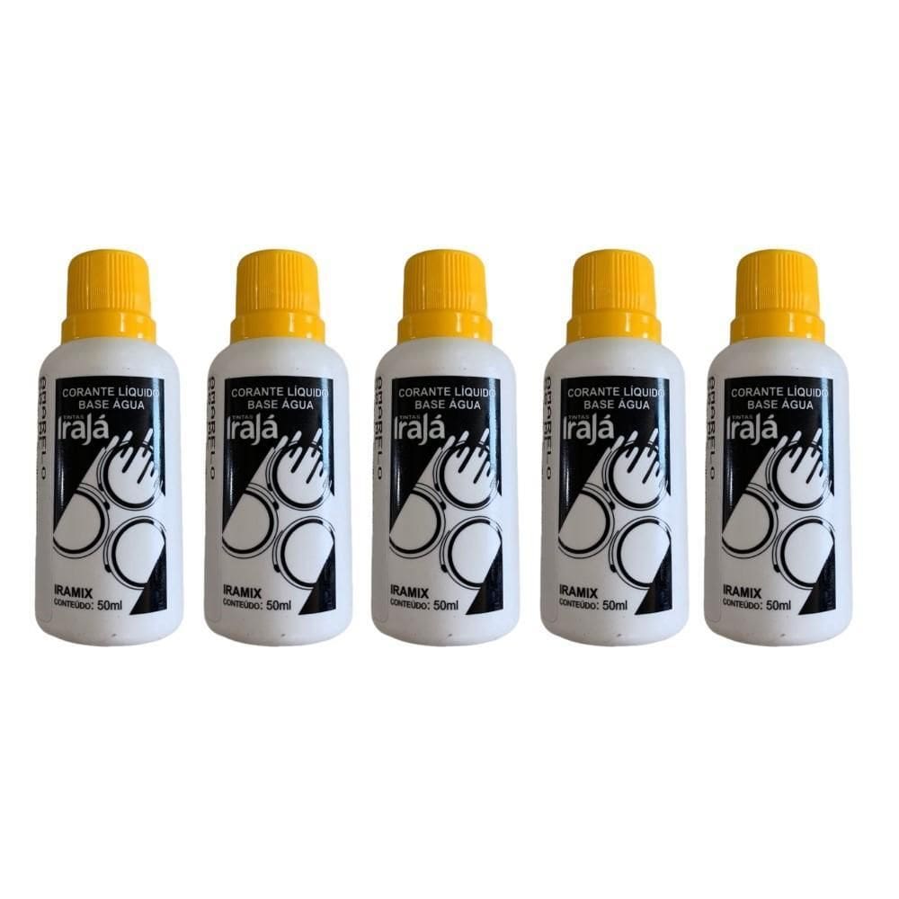 Kit 5 Pigmento Corante Líquido Bisnaga Tinta 50Ml Amarelo