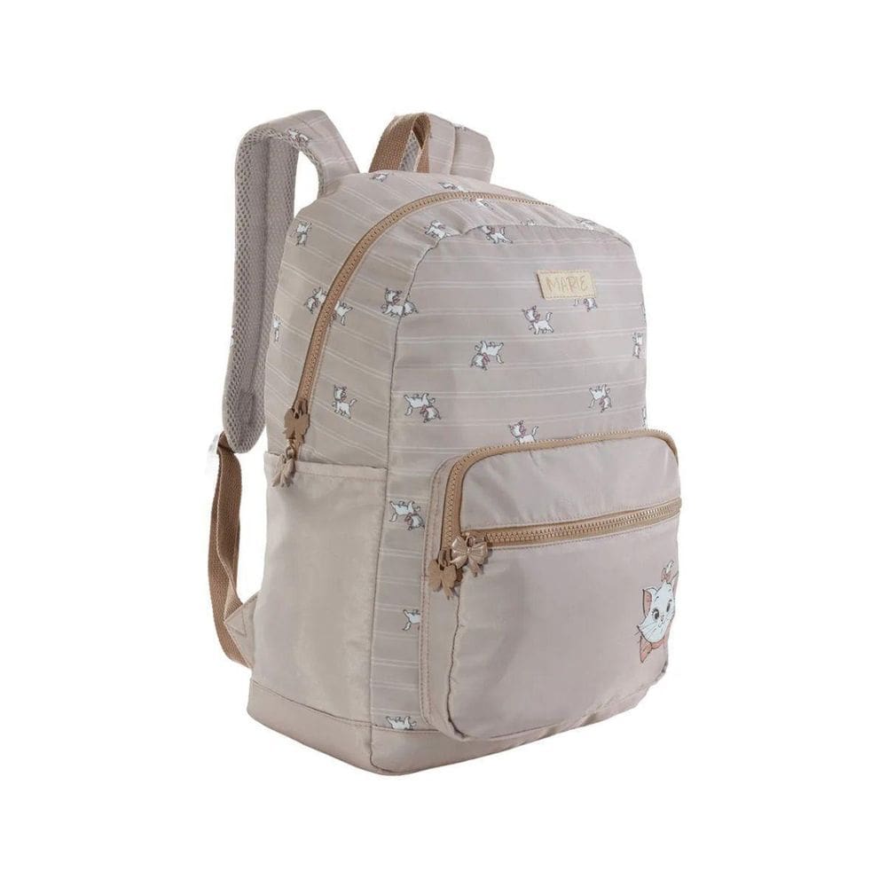 Mochila De Costas Juvenil Escolar Bege Gatinha Marie Xeryus