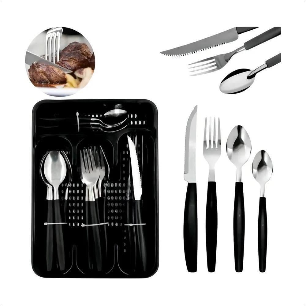 2X Eps-25P Conjunto Faqueiro 25 Peças Porta Talher Jogo De T