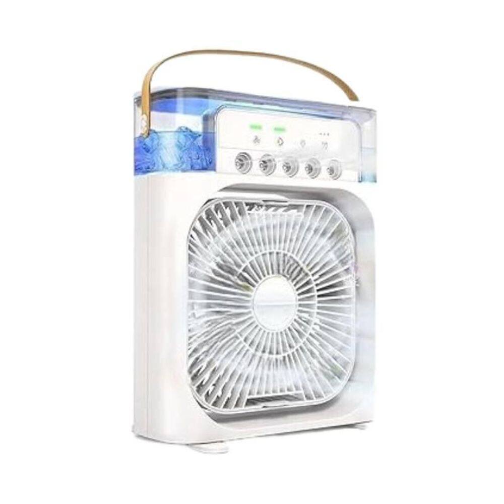 Ventilador Portátil Branco Led 07 Cores Mini Ar Climatizador