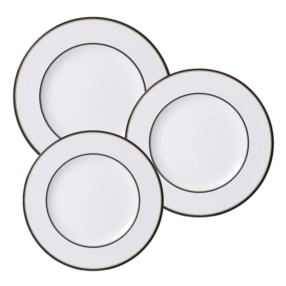 Aparelho Jantar Jogo Pratos 12 Pçs Sienna Decorada Porcelana