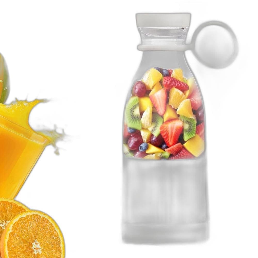 Mini Liquidificador 380Ml Usb Branco Portátil Com 6 Lâminas