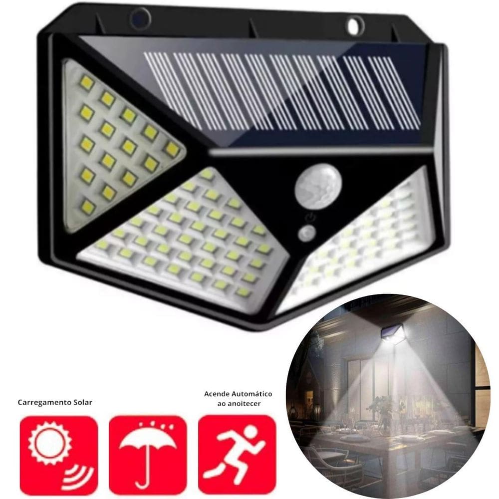 Luz Solar Led Para Jardim Carrega Com Sol