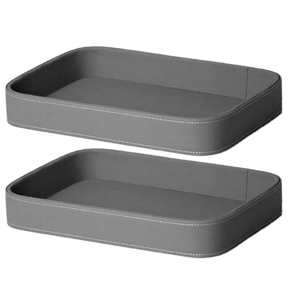 Kit 2 Bandeja Decorativa Elegância Para Casa Cinza