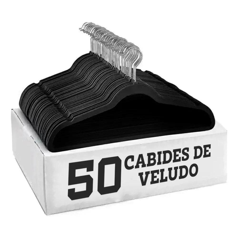 3X Kit 50 Cabides Veludo De Roupa Antideslizante Slim Adulto